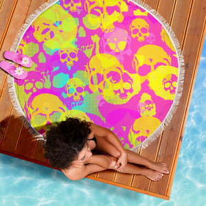 Yellow Skulls Beach Blanket Camping Picnic Portable Outdoor Blanket