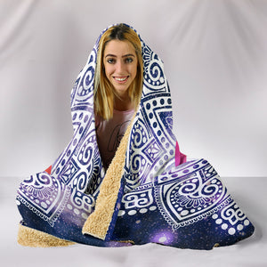Mandala Peace Warm Hooded Sherpa And Microfiber Blanket With Hood