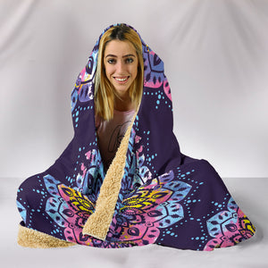 Dragonfly Mandala Warm Hooded Sherpa And Microfiber Blanket With Hood