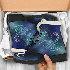 Scorpio Horoscope Zodiac Star Sign Faux Fur Leather Boots Christmas Birthday Gift