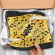 Yellow Music Notes Design Faux Fur Leather Boots Winter Shoes
