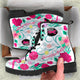 Breast Cancer Awareness Floral - Women's Booties Vegan-Friendly Leather Boots