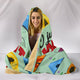 Wine & Caravan Camping Hooded Blanket - Green