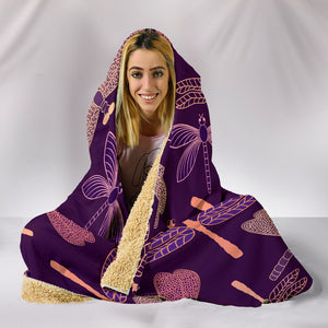 Dragonfly Violet Hooded Blanket - Freedom Look