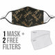Gold Dragonflies Face Mask With Filters