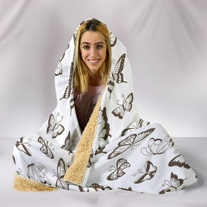 Butterfly Cozy Warm Hooded Sherpa And Microfiber Blanket With Hood