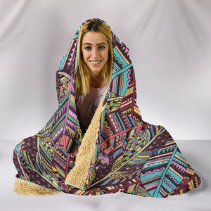 Boho Indian Feathers Hooded Blanket