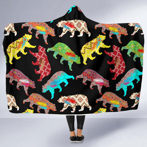 Bear Powwow Hooded Blanket