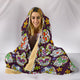 Colorful Sugar Skulls - Cozy Warm Hooded Sherpa And Microfiber Blanket With Hood