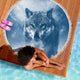 Blue Eyed Wolf Beach Blanket Camping Picnic Portable Outdoor Blanket
