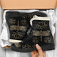Dragonflies & Lotus Flowers Faux Fur Leather Boots - Freedom Look