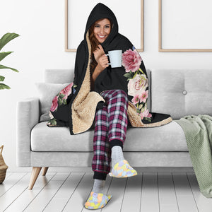 Floral Love (Black) - Hooded Blankets