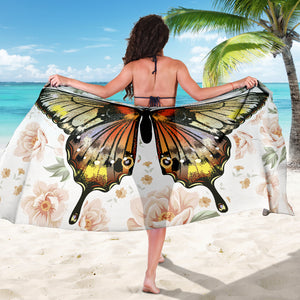 Butterfly and Flowers Sarong Scarf Blanket, Butterfly Lover Gift, Pretty Butterfly Beach Cover Up, Beach Sarong Skirt Dress - Freedom Look
