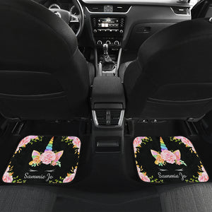 Sammie Jo - Personalized Unicorn Front And Back Car Mats (Set Of 4)
