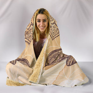 Beige Dragonfly Mandala Hooded Blanket