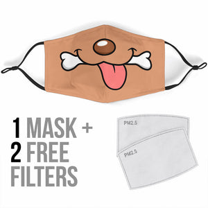 Cartoon Dog with Bone Face Mask With Filters