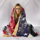 Motorbike With American Flag Cozy Warm Hooded Sherpa And Microfiber Blanket