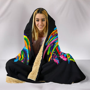 Lion Hooded Cozy Warm Hooded Sherpa And Microfiber Blanket With Hood