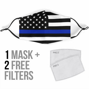 Thin Blue Line Face Mask with Filters