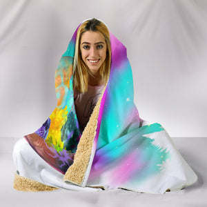 Howling Wolf Cozy Warm Hooded Sherpa And Microfiber Blanket With Hood