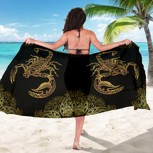 Scorpio Zodiac Sarong Scarf Blanket, Scorpion Lover Gift, Pretty Scorpion Beach Cover Up, Scorpion Beach Sarong Skirt Dress