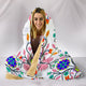 Floral Beadwork Four Clans White Hooded Blanket