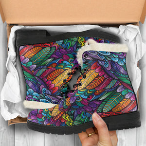 Boho Feather Handcrafted Women's Vegan-Friendly Leather Boots