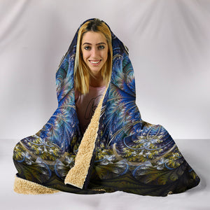 Fractal Mandala Warm Cozy Hooded Sherpa And Microfiber Blanket With Hood