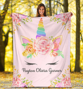 Payton Olivia Garner - Personalized Unicorn Blanket