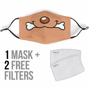 Cartoon Dog with Bone Face Mask with Filters