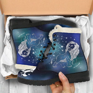 Leo Horoscope Zodiac Star Sign Faux Fur Leather Boots Christmas Birthday Gift