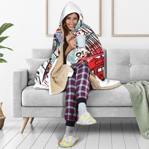 London Hooded Hooded Sherpa And Microfiber Blanket With Hood