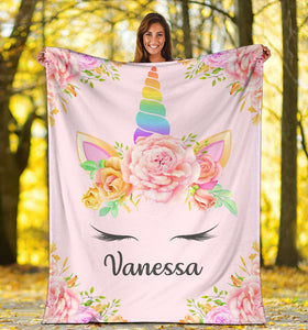 Vanessa - Personalized Unicorn Blanket