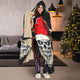 Evil Christmas Skull Santa Hooded Sherpa And Microfiber Blanket With Hood
