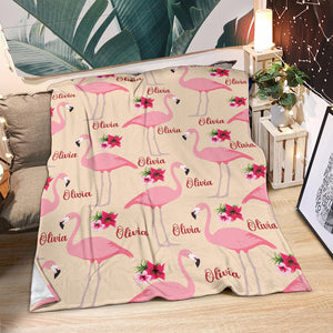Blanket-Floral and flamingo 8200