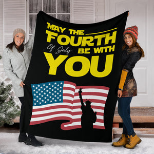 US Independence Day "May The 4th Of July Be With You" American Holiday Blanket