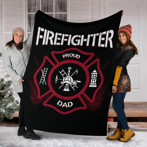 Firefighter & Proud Dad Father's Day Premium Blanket