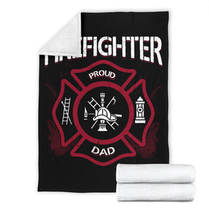 Firefighter & Proud Dad Father's Day Premium Blanket