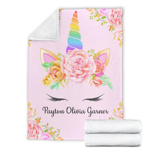 Payton Olivia Garner - Personalized Unicorn Blanket