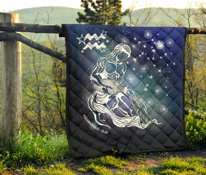Aquarius Horoscope Premium Quilt Blanket Twin Queen King Size Birthday Gift