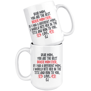 Personalized Boxer Dog CJ Mom Coffee Mug (15 oz)