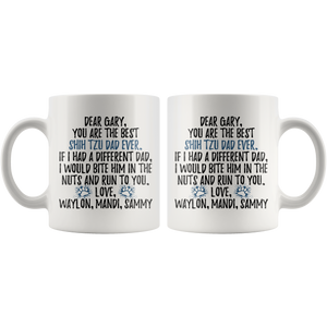 Personalized Shih Tzu Dog Waylon, Mandi, Sammy Dad Gary Coffee Mug (11 oz)