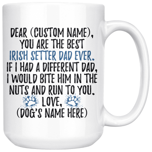 Personalized Best Irish Setter Dad Coffee Mug (15 oz)