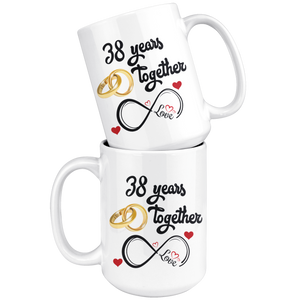 38th Wedding Anniversary Gift For Him And Her, 38th Anniversary Mug For Husband & Wife, Married For 38 Years, 38 Years Together With Her (15 oz )