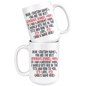 Personalized Best Springer Spaniel Dog Mom Coffee Mug (15 oz)