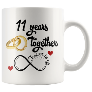 11th Wedding Anniversary Gift For Him And Her, Married For 11 Years, 11th Anniversary Mug For Husband & Wife, 11 Years Together With Her (11 oz )