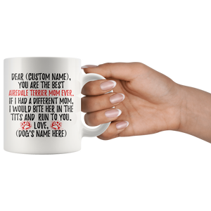 Personalized Best Airedale Terrier Dog Mom Coffee Mug (11 oz)