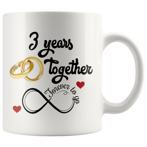Third Wedding Anniversary Gift For Him And Her, 3rd Anniversary Mug For Husband & Wife, 3 Years Together, Married 3 Years, 3 Years With Her (11 oz )