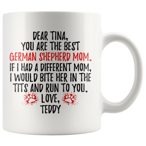 Personalized German Shepherd Dog Teddy Mom Tina Coffee Mug (11 oz)