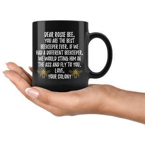 Rosie Bee Beekeeper Black Coffee Mug (11 oz)